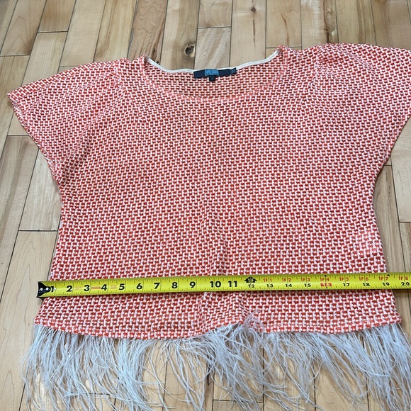Eva Franco Open Knit Top with Feathers - Picture 7 of 7